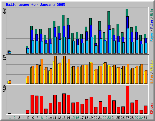 Daily usage for January 2005