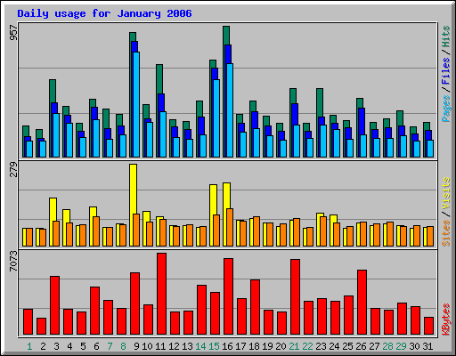 Daily usage for January 2006