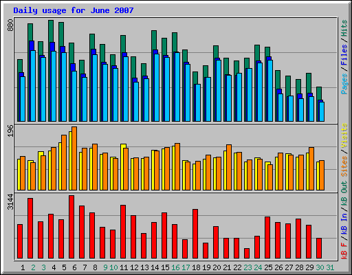 Daily usage for June 2007