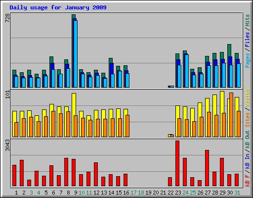Daily usage for January 2009