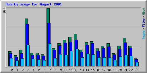Hourly usage for August 2001
