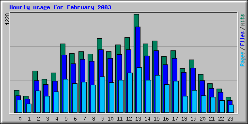 Hourly usage for February 2003