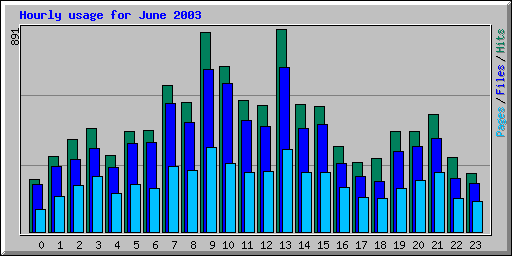 Hourly usage for June 2003