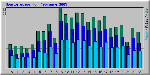 Hourly usage for February 2005