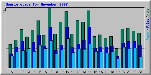 Hourly usage for November 2007