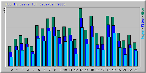 Hourly usage for December 2008