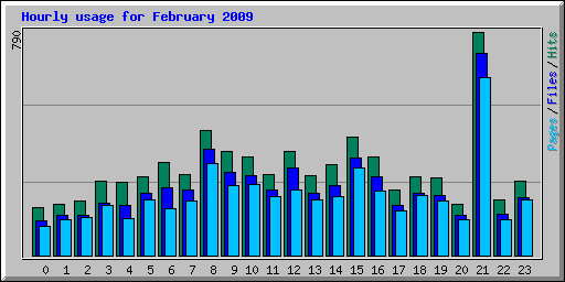 Hourly usage for February 2009