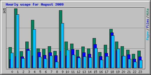 Hourly usage for August 2009